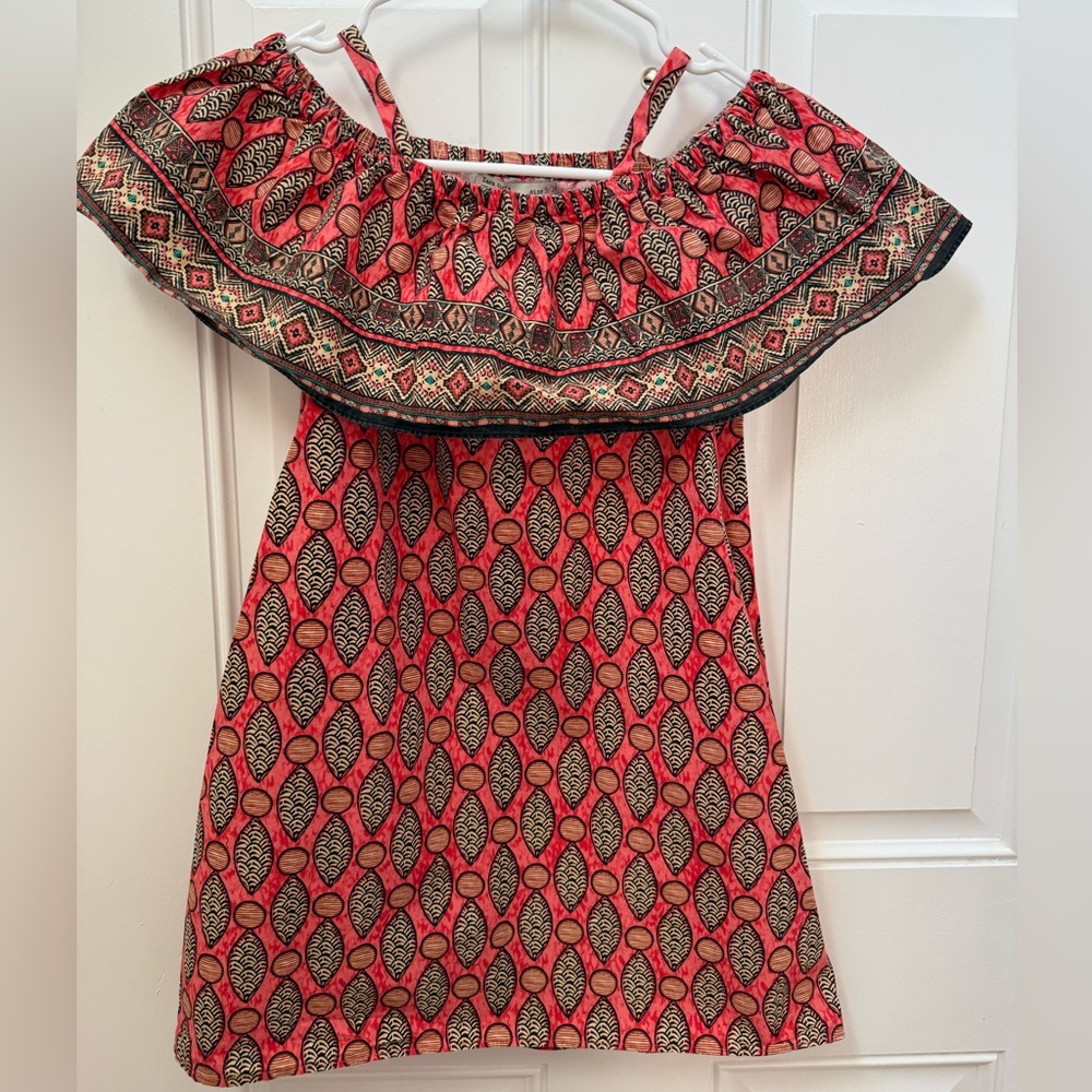 Zara Red Black Ruffled Off-the-Shoulder Sundress